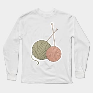 Cozy Autumn Knitting Illustration Long Sleeve T-Shirt